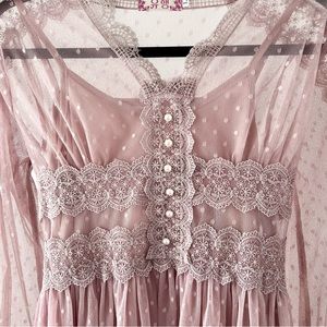 Pink lace detail dress